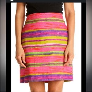 Ann Taylor Colorblock Striped Mini Skirt | Pink, Purple & Green | Size 10